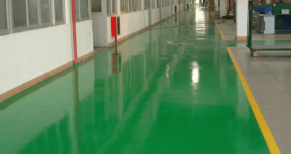 A factory floor professionally covered and marked with epoxy flooring in Columbus, GA