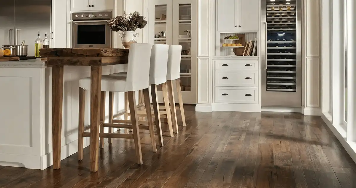 Professionally installed and refinished hardwood flooring in a residential home, showcasing smooth finish and natural wood tones in Columbus, GA